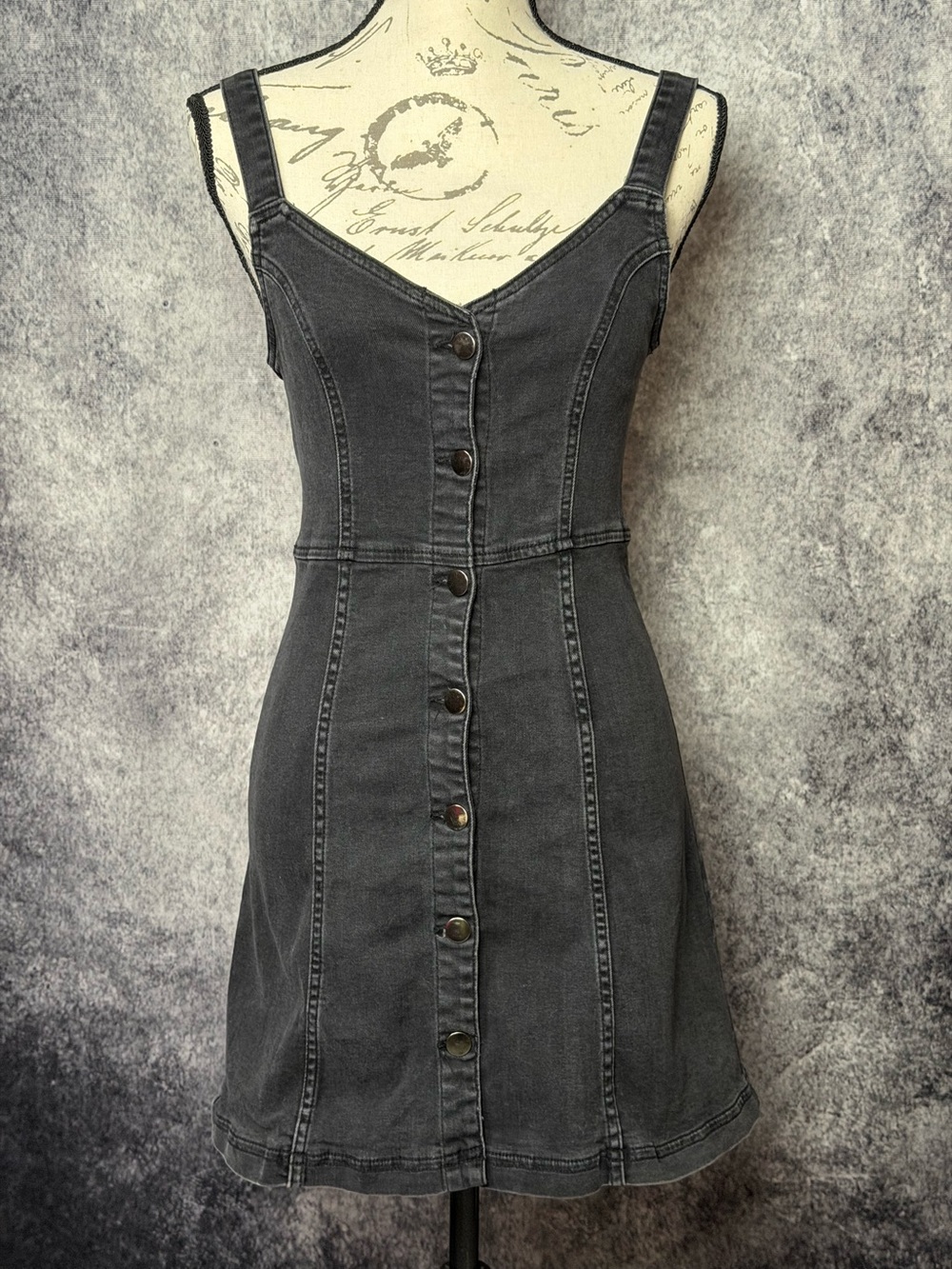 Urban Outfitters Button-Front Charcoal Denim Dress